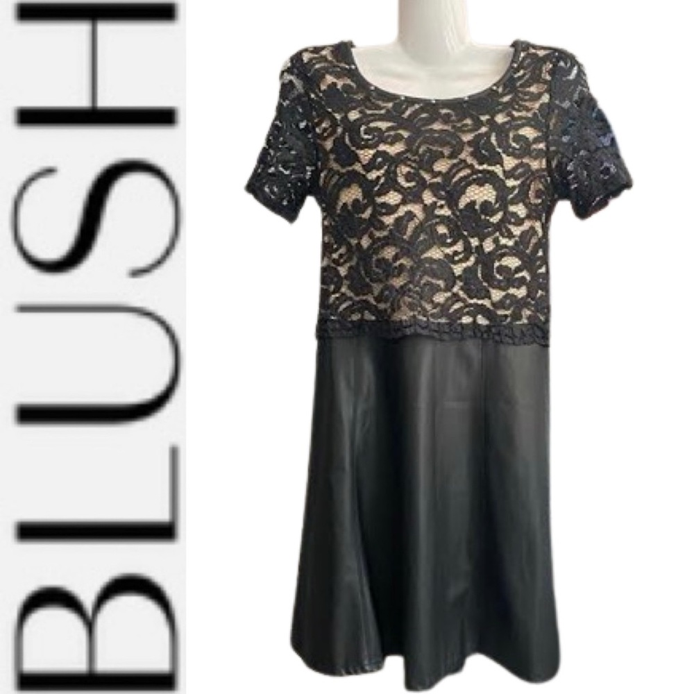 Girls Leather & Lace Dress Blush By US Angels